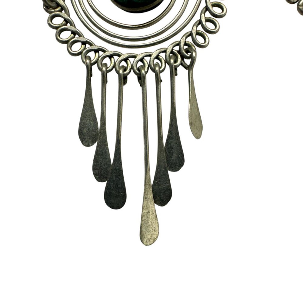 Malachite and Silver Dangle Earrings - Picture 5 of 6
